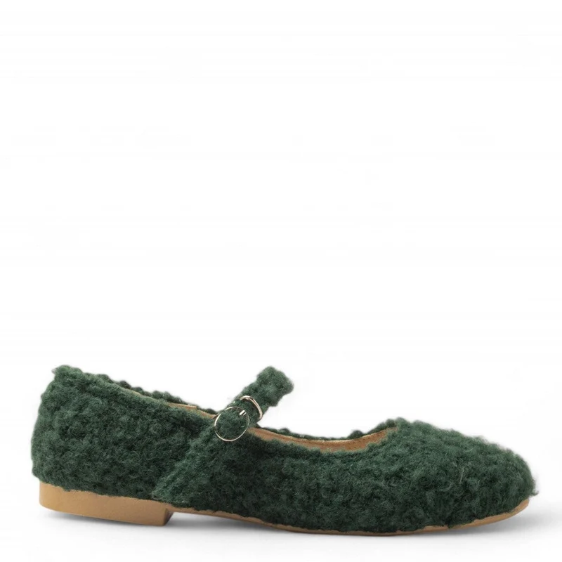 Women Kaki Wool Ballerina #3585