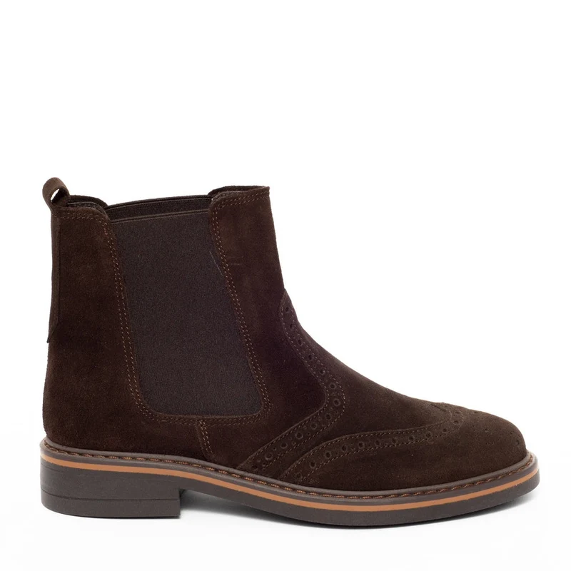 Italian Men Brown Chamois Half Boot #3383