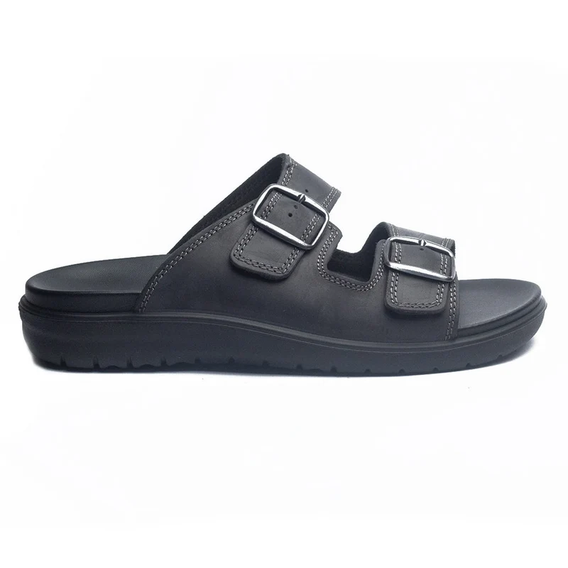 Italian Men Black Leather Slipper #4086