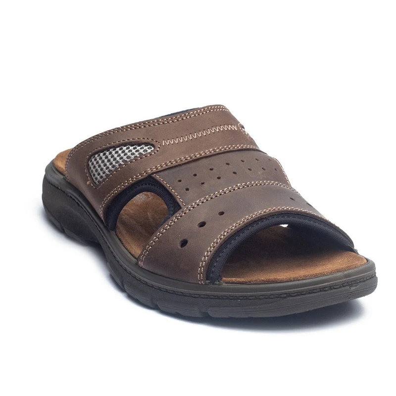 Italian Men Brown Leather Slipper #4081