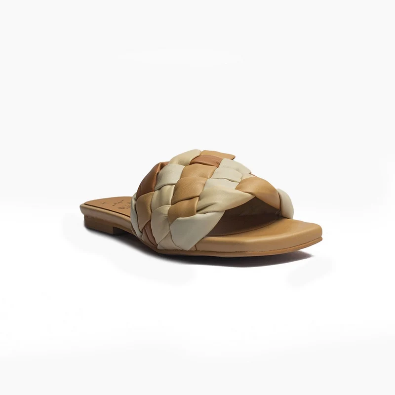 Spanish Women Beige Leather Slipper #1518