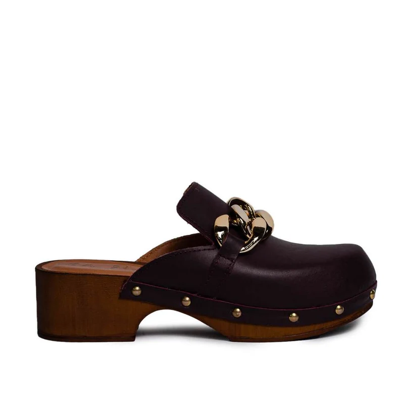 Italian Women Maroon Leather Wedges #0695