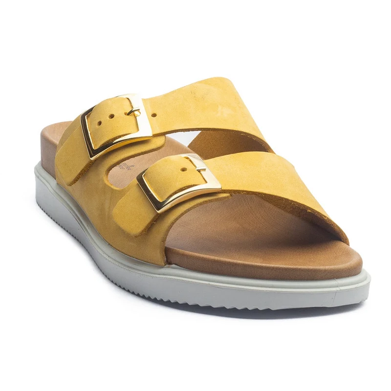 Italian Women Yellow Leather Slipper #1096