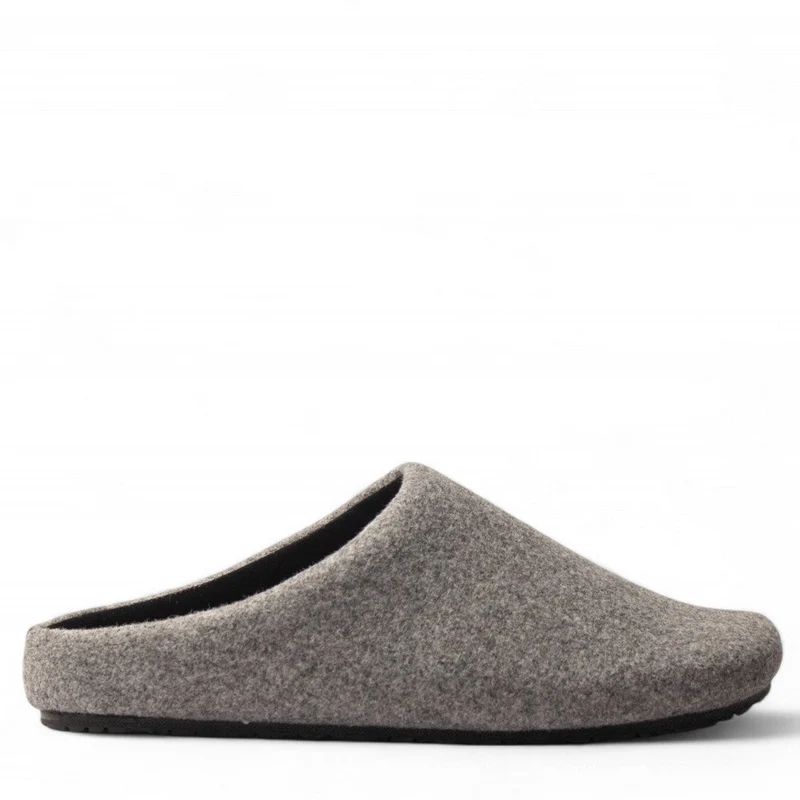 Men Grey Wool Slipper #4692