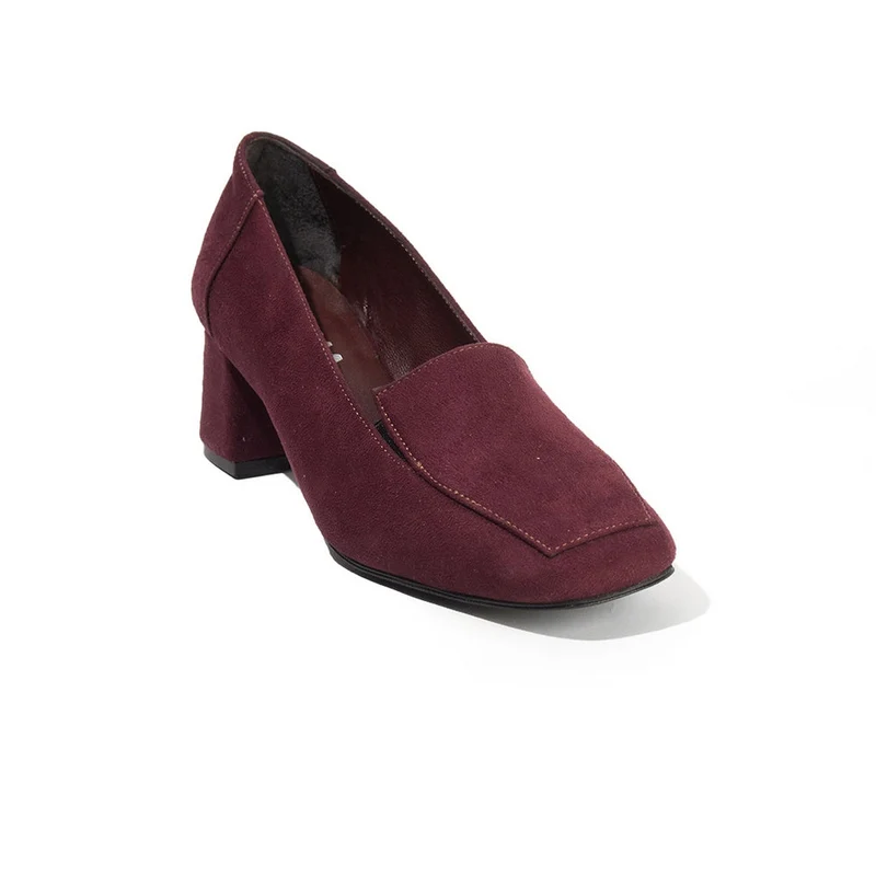 Women Maroon Chamois Shoes #2606