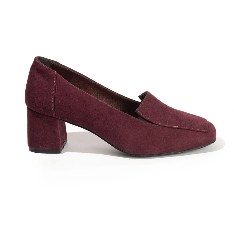 Women Maroon Chamois Shoes #2606