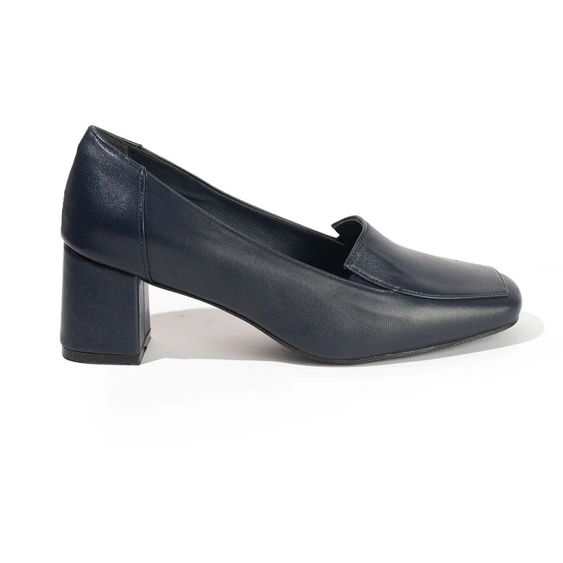 Women Dark Blue Leather Shoes #2598