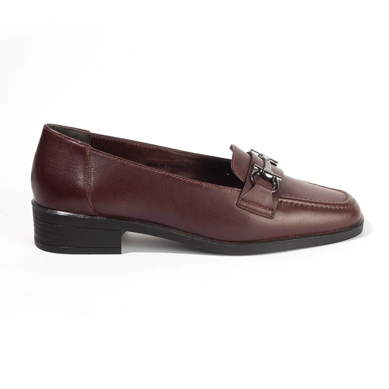 Women Maroon Leather Shoes #2593