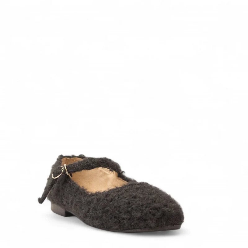 Women Black Wool Ballerina #3143