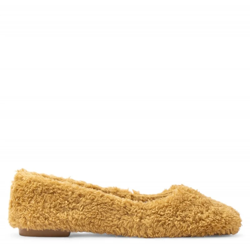Women Beige Fur Ballerina #3141