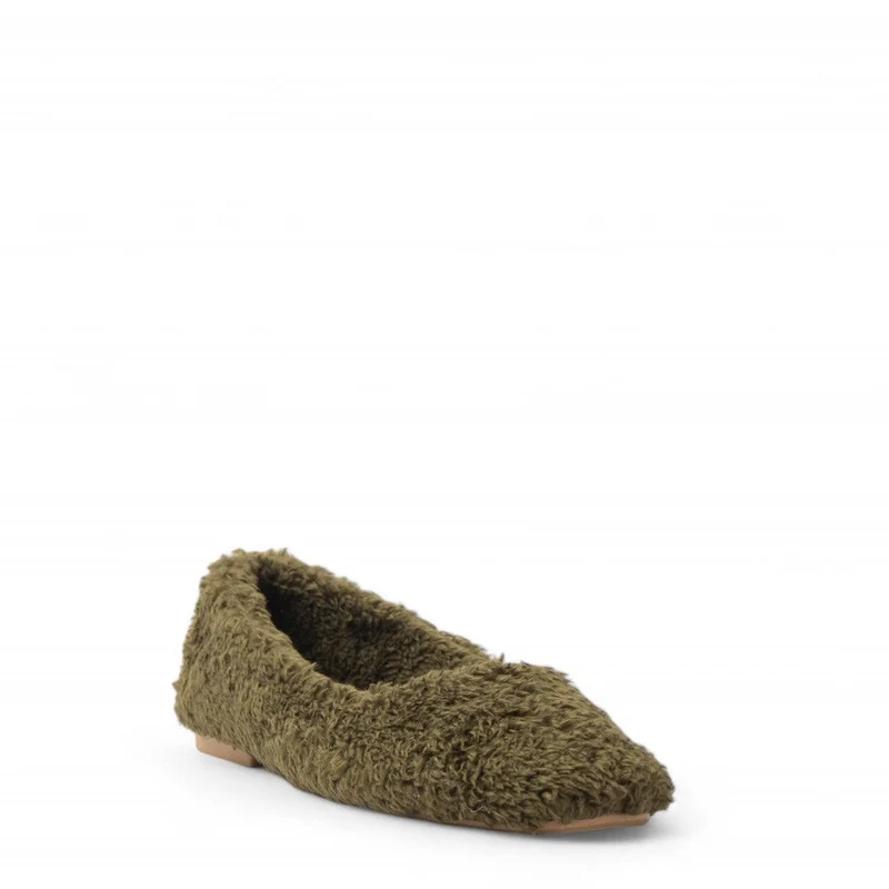 Women Kaki Fur Ballerina #3137