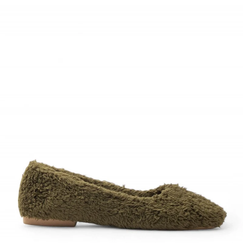 Women Kaki Fur Ballerina #3137