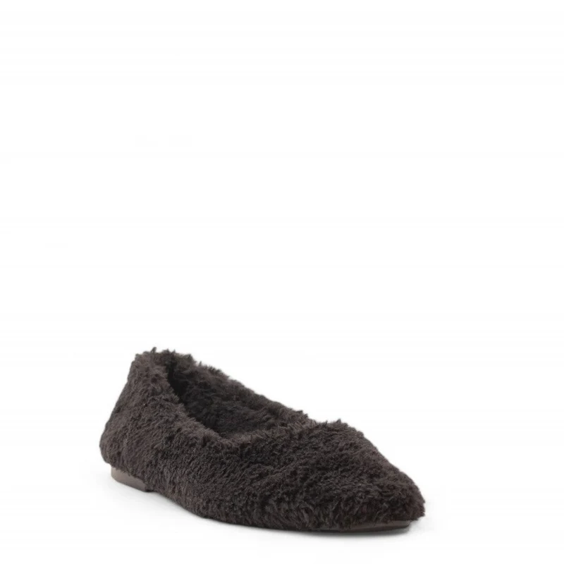 Women Black Fur Ballerina #3135