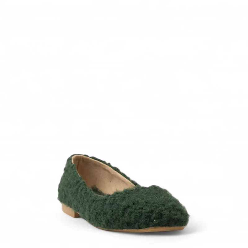 Women Kaki Fur Ballerina #3133