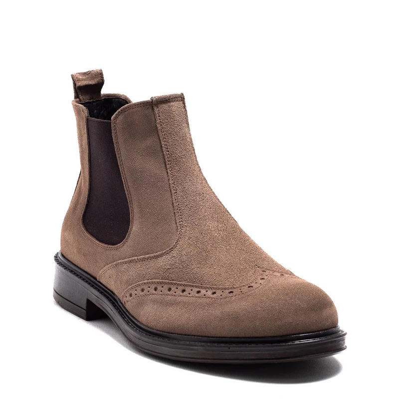 Italian Men Beige Chamois Half Boot #3817