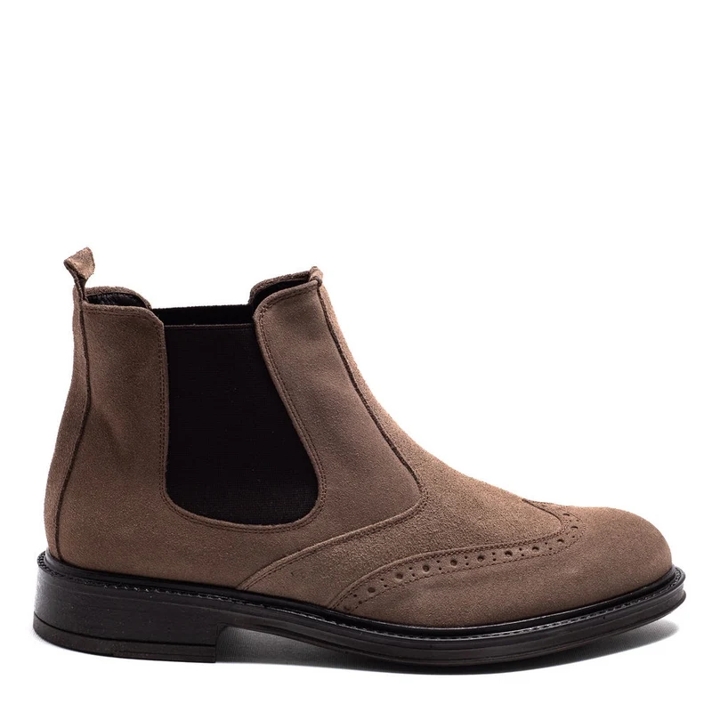 Italian Men Beige Chamois Half Boot #3817