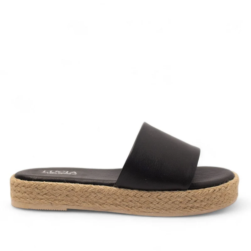 Women Black Leather Slipper #2769