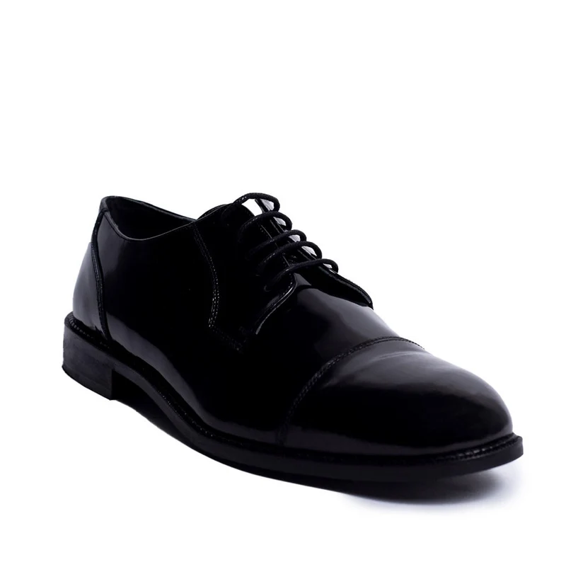 Men Black Vernis Leather Shoes #3918