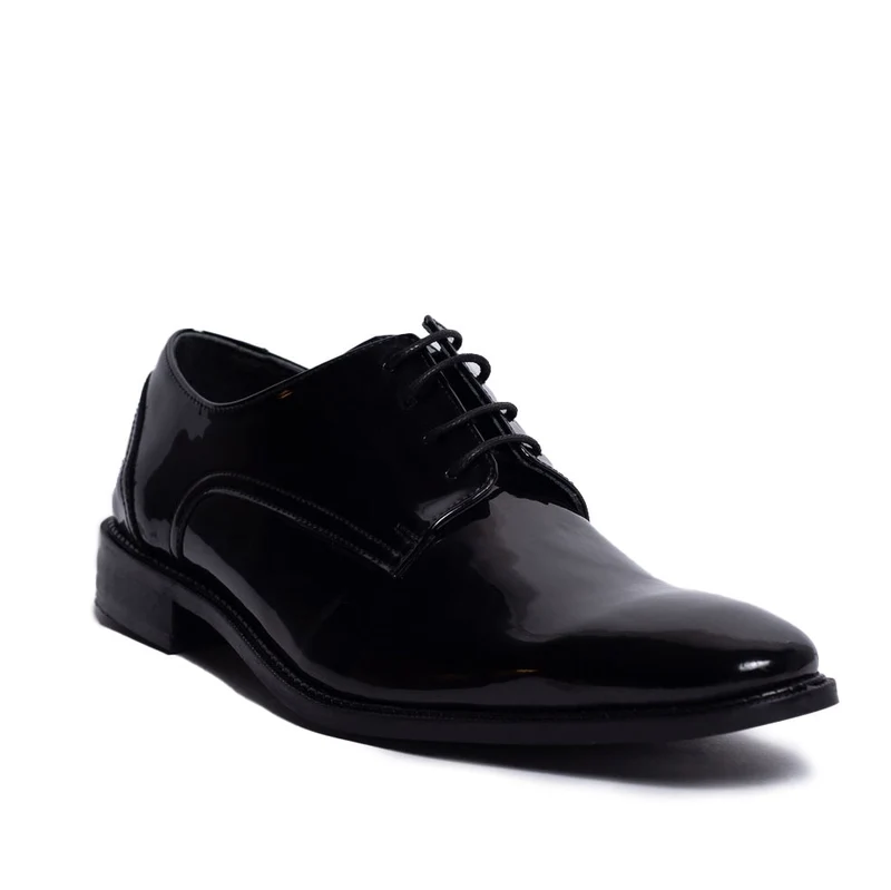 Men Black Vernis Leather Shoes #3916