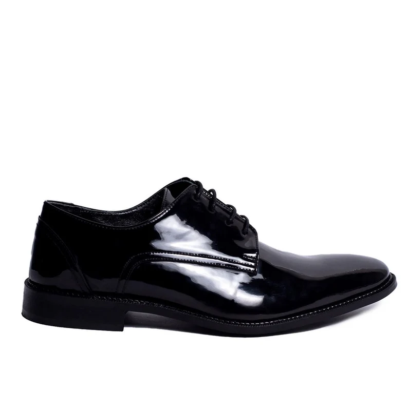 Men Black Vernis Leather Shoes #3916