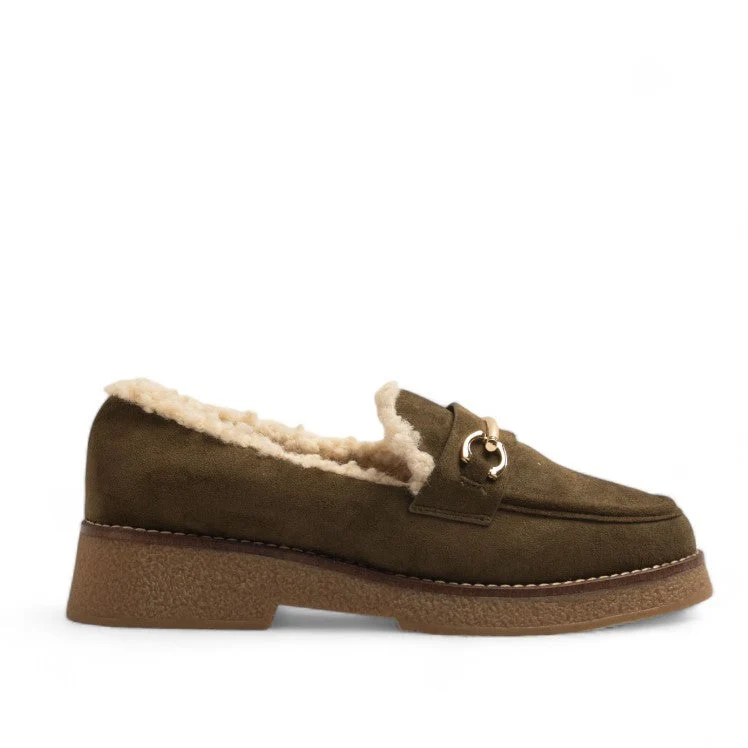 Europeon Union Women Kaki Chamois Shoes #3242