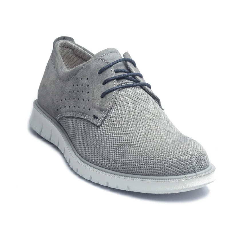 Italian Men Grey Leather * Chamois Shoes #4054