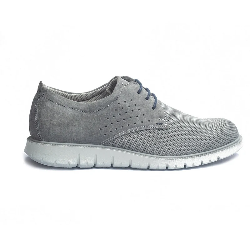 Italian Men Grey Leather * Chamois Shoes #4054