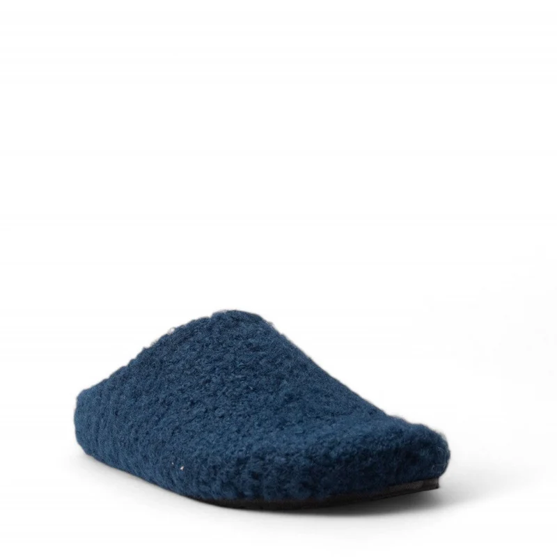 Men Navy Fur Slipper #4690