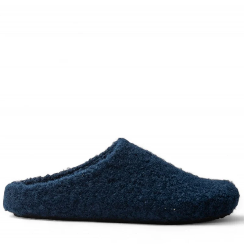 Men Navy Fur Slipper #4690