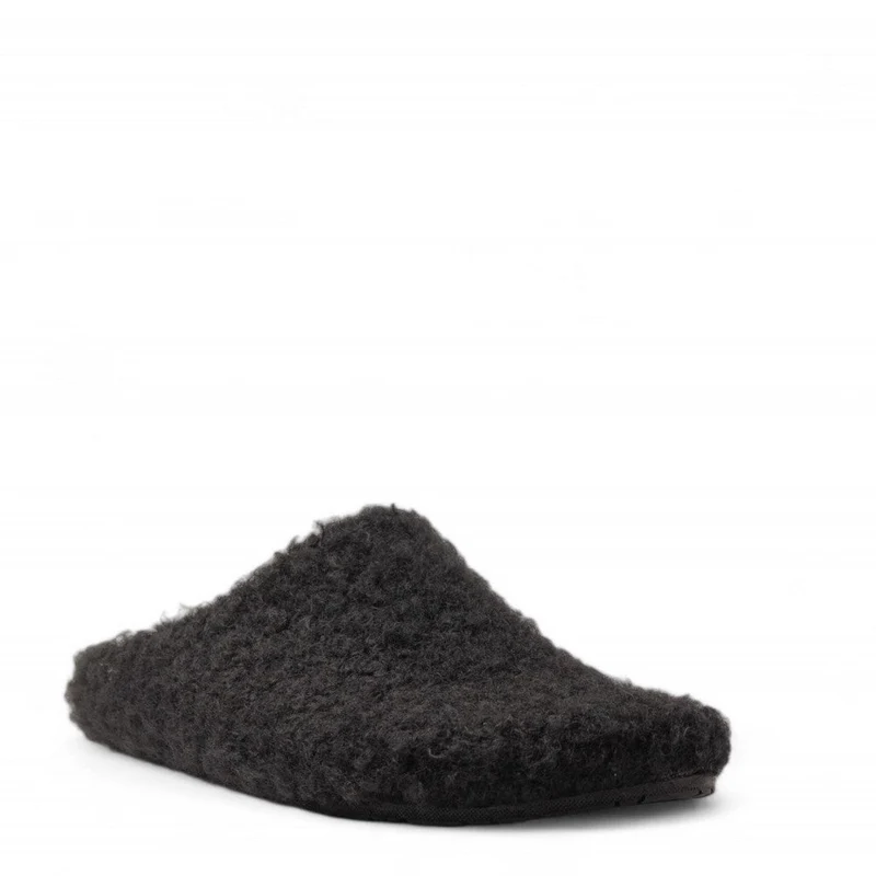 Men Black Fur Slipper #4689