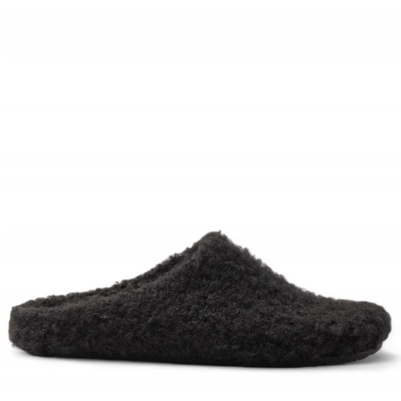 Men Black Fur Slipper #4689