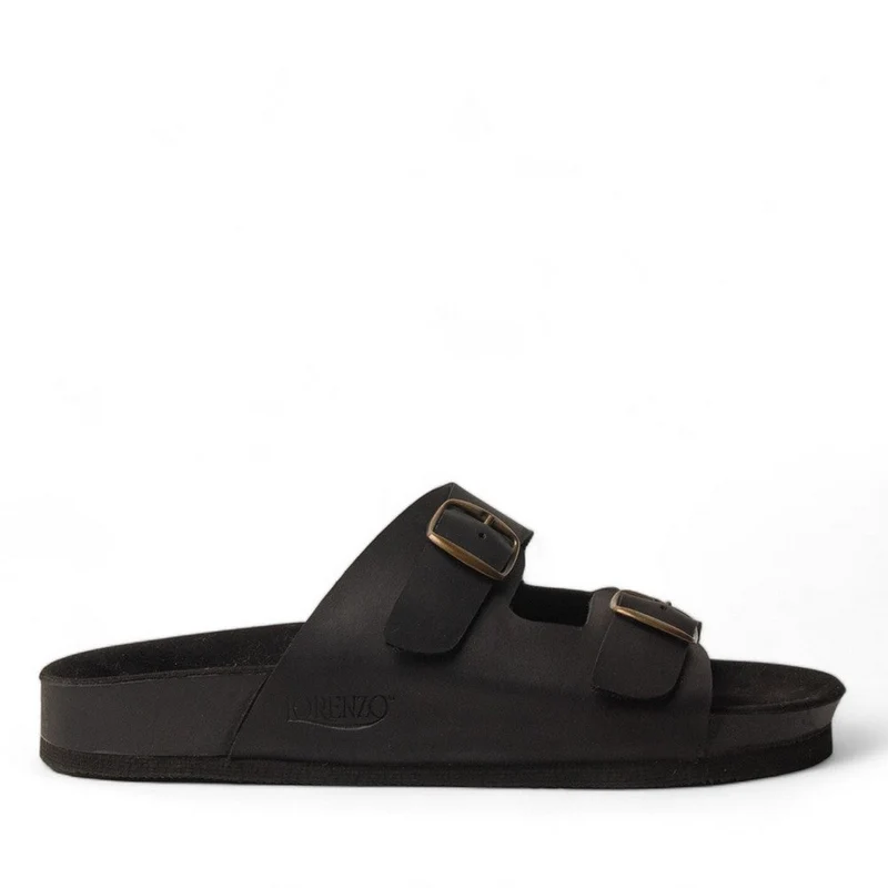 Men Black Leather Slipper #4567