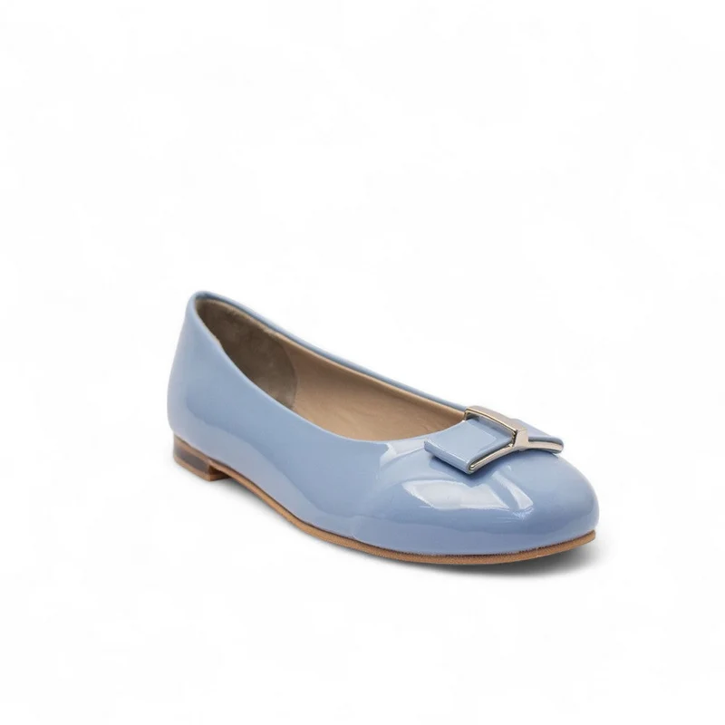 Women Light Blue Vernis Leather Ballerina #2766