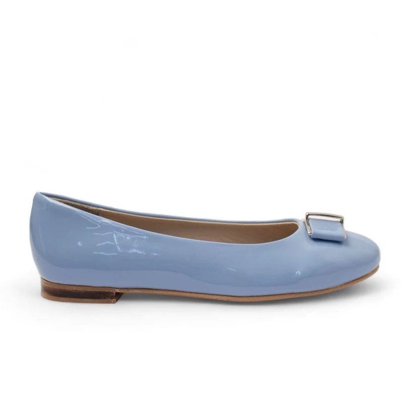 Women Light Blue Vernis Leather Ballerina #2766