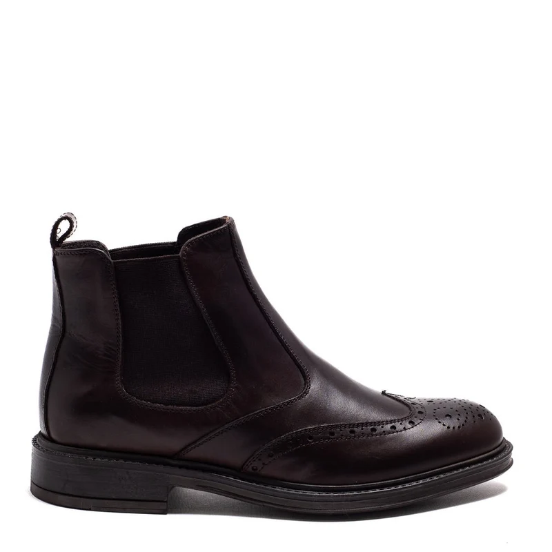Italian Men Brown Leather Half Boot #3793