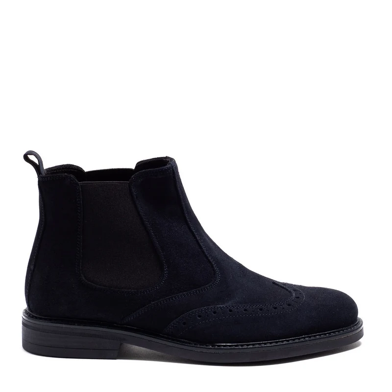 Italian Men Dark Blue Chamois Half Boot #3785