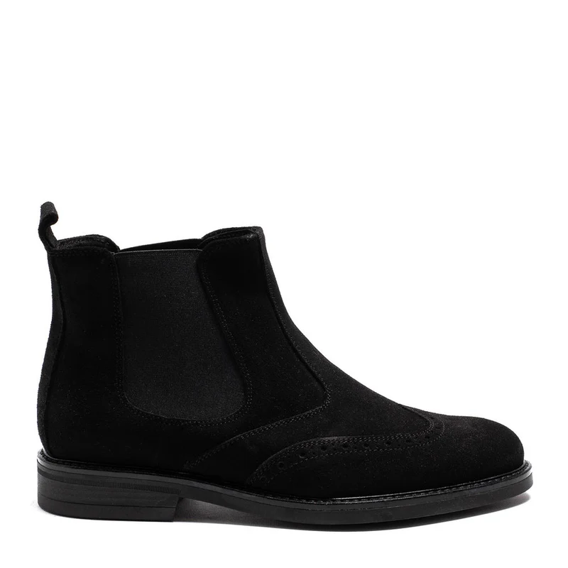 Italian Men Black Chamois Half Boot #3784
