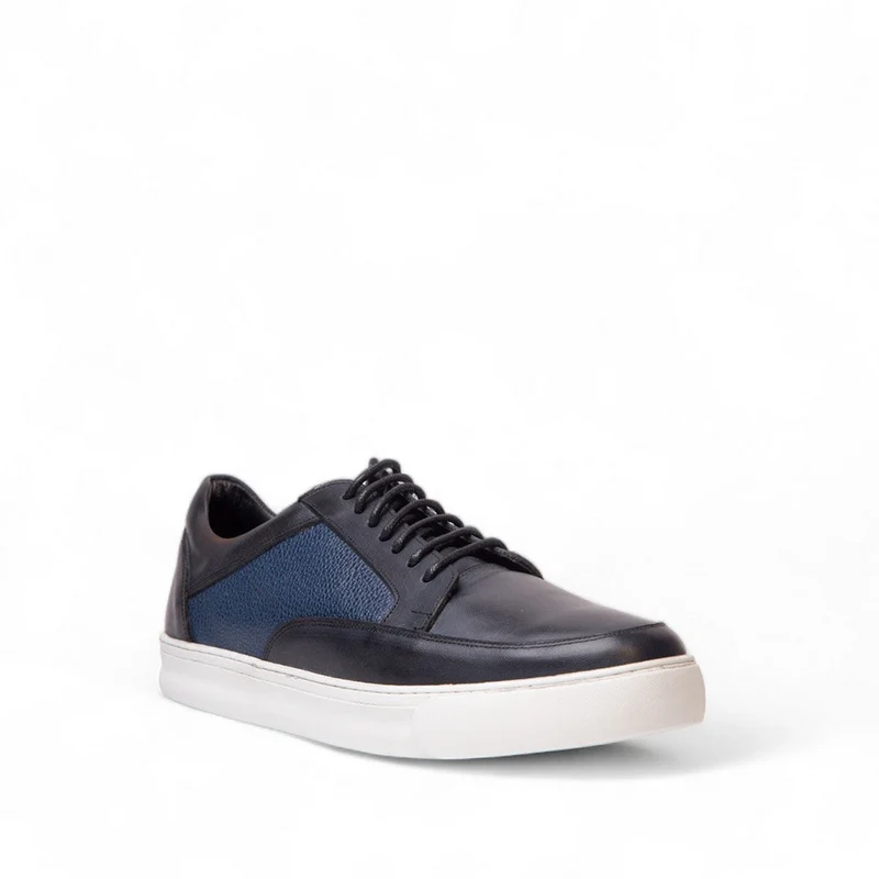 Men Navy Leather Shoes #4535