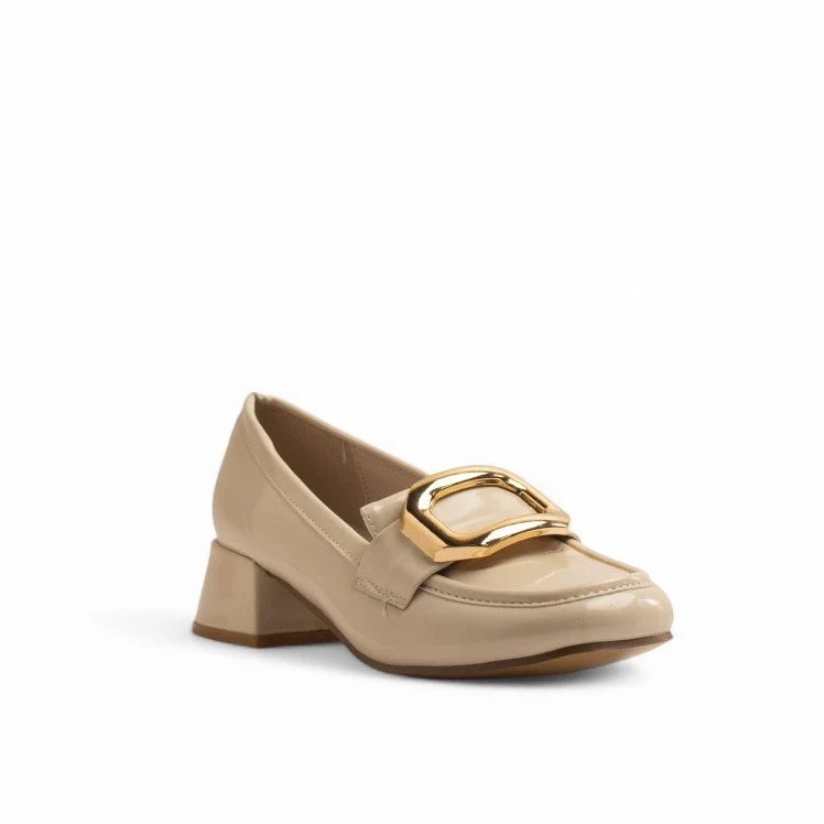 Europeon Union Women Beige Vernis Leather Shoes #3562