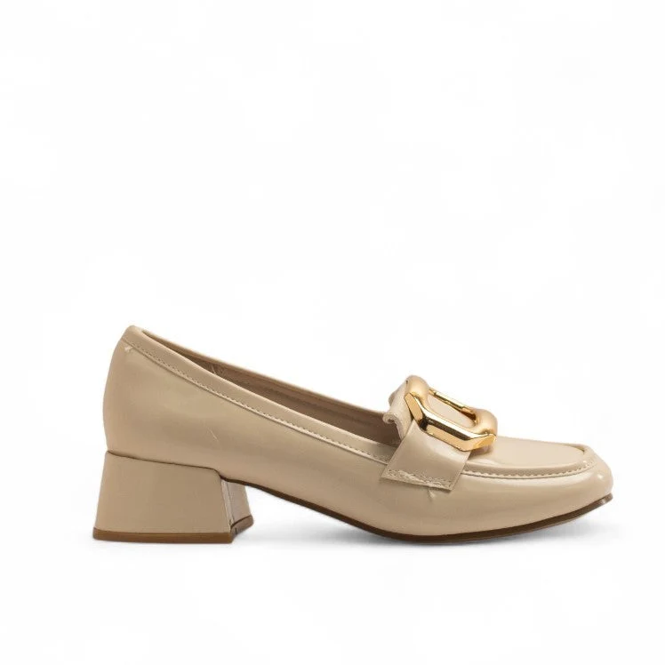 Europeon Union Women Beige Vernis Leather Shoes #3562