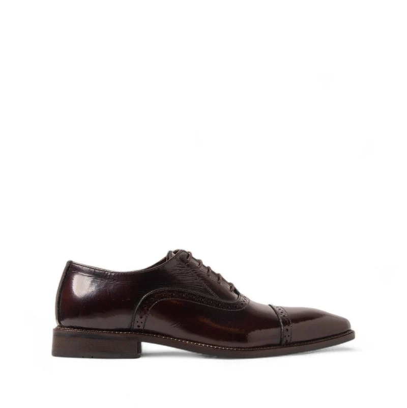 Men Maroon Leather Shoes #4654