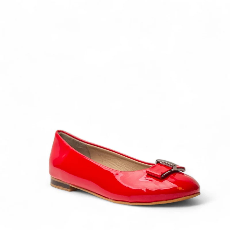 Women Red Vernis Leather Ballerina #2765