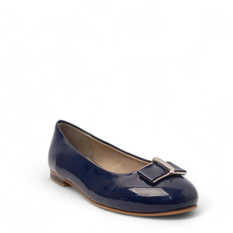 Women Dark Blue Vernis Leather Ballerina #2764