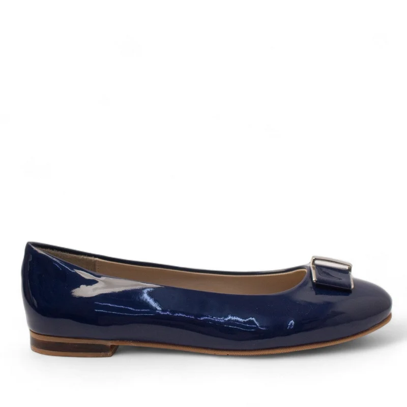 Women Dark Blue Vernis Leather Ballerina #2764