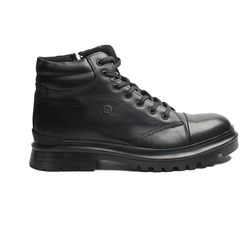 Turkish Men Black Leather Half Boot #4362