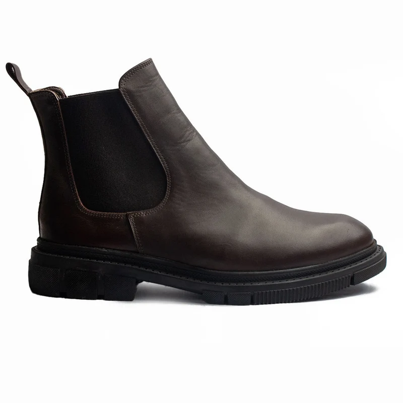 Men Brown Leather Half Boot #4252