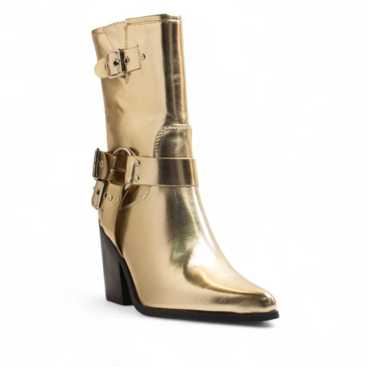 Europeon Union Women Gold Leather Half Boot #3342