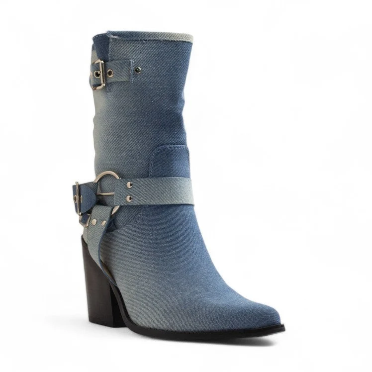 Europeon Union Women Blue Jeans Half Boot #3341