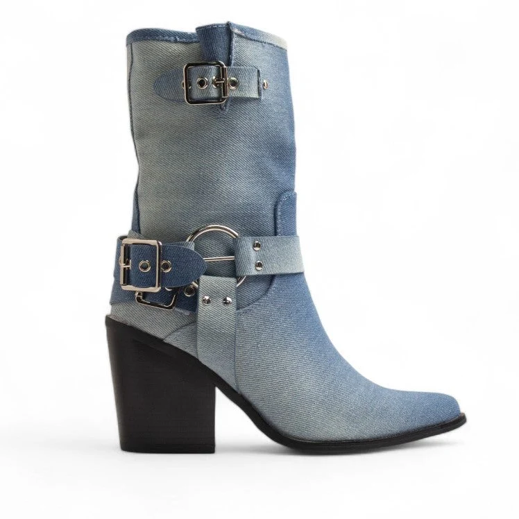 Europeon Union Women Blue Jeans Half Boot #3341
