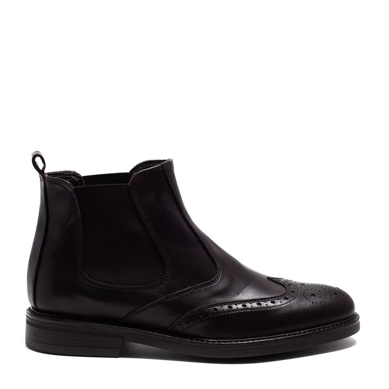 Italian Men Brown Leather Half Boot #3782
